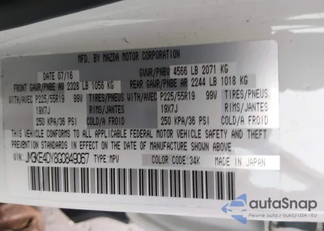 2016 Mazda Cx-5 Grand Touring from USA, damaged, VIN JM3KE4DY8G0849067